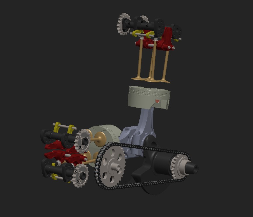 V型双缸摩托车发动机内部结构